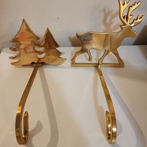 4 Christmas brass stocking holders